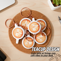 Porte-clés en forme de tasse de café, jouet anti-stress, simulateur de clavier, avec boîte de présentation, vente en gros