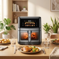 Four à Friture Sans Huile Électrique de Comptoir 6L avec Fenêtre de Visualisation pour Friture, Cuisson, Rôtissage et Réchauffage à Domicile
