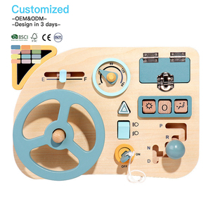 EDULAND OEM ODM <span class=keywords><strong>Juguete</strong></span> de Madera Montessori para Niños Pequeños, Tablero de Actividades con <span class=keywords><strong>Volante</strong></span>, Escena de Conducción, <span class=keywords><strong>Juguete</strong></span> Educativo Sensorial de Madera para Juego de Imitación - Product Image 1