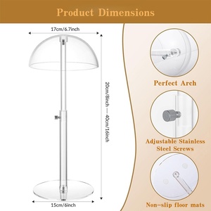 Présentoirs en acrylique transparents en forme de demi-sphère pour chapeaux et perruques, idéaux pour les vitrines de magasins de vêtements et de salons de coiffure - Product Image 2