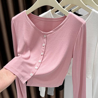 Kardigan Rajut Ringan Wanita Lengan Panjang Kancing Depan Slim Fit Crop Top Berlapis Kasual Musim Panas