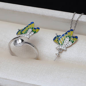 ชุดเครื่องประดับแฟชั่น DIY เวนชิ เงินแท้ S925 จี้รูปผีเสื้อ ตัวเรือนเปล่าสำหรับไข่มุก 8-10 เม็ด รุ่น 3141 อุปกรณ์เสริมสำหรับต่างหูแบบห้อย - Product Image 3
