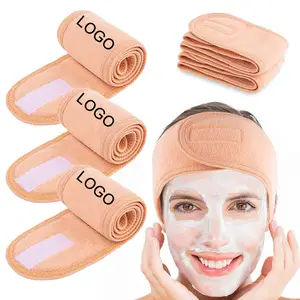 Özel Logo Spa yüz Terry kafa Spa bandı streç havlu yıkanabilir yüz Hairband makyaj Wrap bantlar