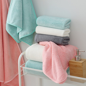 Coral Fleece <b>Bath</b> <b>Towels</b> <b>Set</b> Gray Solid Color Rectangle Quick Dry Absorbent Home Use 100D Material - Product Image 3