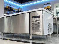 Table de préparation réfrigérée et congélateur double température en acier inoxydable sur mesure pour cuisine