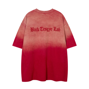 เสื้อยืดคอกลมแขนสั้นลำลองสำหรับผู้ชาย ลายปักสไตล์ซัมเมอร์ ล้างสีซีดแบบไท-ได ไล่เฉดสี - Product Image 1