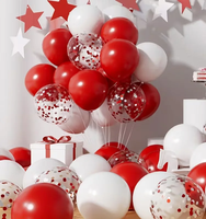 Ensemble de 30 ballons rouges et blancs - Ballons en latex avec confettis rouges et blancs, adaptés aux anniversaires, mariages, fiançailles