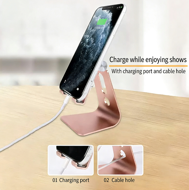 Universal Adjustable Phone & Tablet Stand,Portable 2-in-1 Foldable Aluminum Desktop Holder for iPhone iPad Home Office