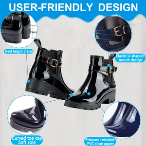 รองเท้าบูทยางกันฝนผู้หญิงขายส่ง ดีไซน์สะท้อนแสงแบบกำหนดเอง แบรนด์ รองเท้าบูทเชลซีกันน้ำ ไซส์ใหญ่ แฟชั่น รองเท้าบูทกันฝน - Product Image 3