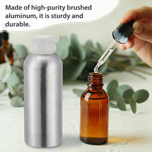 Flacon cosmétique rond en aluminium avec bouchon à vis, cadeau d'affaires, léger, design moderne pour lotion, sérum, huile essentielle - Product Image 4