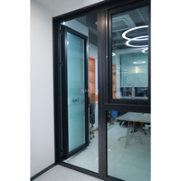 Porte d'entrée française en aluminium AMJ NFRC à double vitrage Low-E avec moustiquaire intégrée et grilles décoratives, fabriquée aux États-Unis