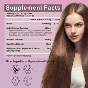 แคปซูลคอลลาเจนเปปไทด์ฉลากส่วนตัวรองรับแคปซูลอาหารเสริมเพื่อสุขภาพเส้นผมและเล็บผิวด้วยคอลลาเจนเปปไทด์ที่ออกฤทธิ์ทางชีวภาพ - Product Image 4