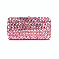 OC4357 Magnifique Pochette Rose en Strass et Cristal pour Filles, Grande Pochette de Soirée Ornée de Pierres, Mini Sacs à Main