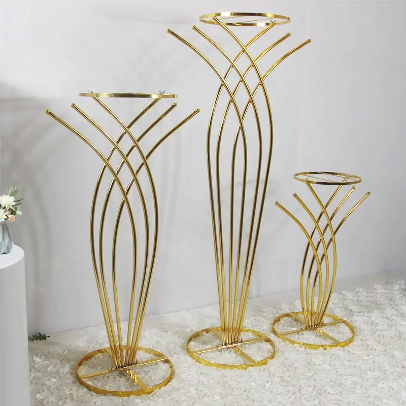 Ourwarm Wed Flower Stand Trumpet Pedestal Gold Centerpieces Centre De Table Wedding Centros De Mesa Decoration For Wedding Event