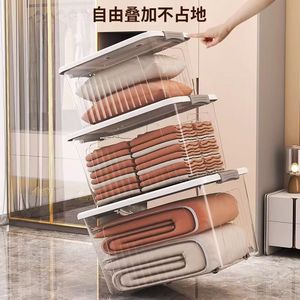 Transparent Clothing Organizer Rectangle 50L 60L Standing Type Home <b>Storage</b> <b>Box</b> For Clothes Toys Books Snacks - Product Image 3
