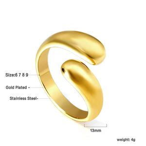Anillos de Dedo Personalizables de Acero Inoxidable Chapados en Oro de 18K para Mujer, Modernos, Resistentes al Agua, Sin Deslustre, Anillo Abierto Grueso y Liso - Product Image 6