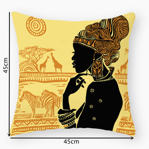 رمي وسادة يغطي الفن الأفريقي العرقية القبيلة سيدة غرفة المعيشة وسادة للديكور حالات ديكور المنزل ساحة 18x18 بوصة - Product Image 3