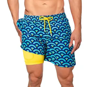 Pantalones cortos de playa para hombre, de secado rápido, con estampado de agua, para gimnasio