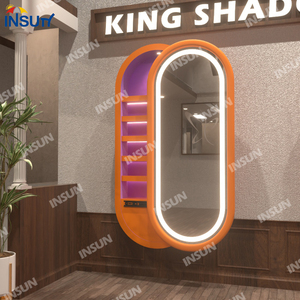 2024 nuevo diseño personalizado salón Mesa espejo montado en la pared con luz LED manija de acero inoxidable gabinete de almacenamiento <span class=keywords><strong>oculto</strong></span> - Product Image 2