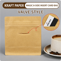Sachet d'emballage de café personnalisé de qualité supérieure avec fermeture éclair refermable, valve et fond plat en papier kraft