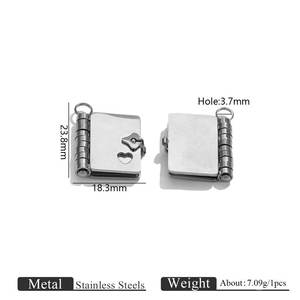 Colgantes y dijes de moda de acero inoxidable 316L chapados en oro PVD de 14K y 18K personalizados DIY, dije de libro para pulsera para la fabricación de joyas - Product Image 6