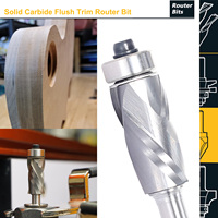 Fraise à rainurer ultra-performante à coupe descendante avec roulement inférieur, motif en spirale pour le travail du bois, tige de 1/4 pouce