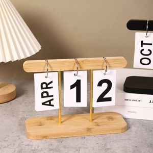 Calendrier à feuilles mobiles en bois Mystic Arts, ornement de bureau minimaliste pour la décoration de la maison et du bureau 7007M - Product Image 4