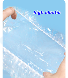 Bonnets <span class=keywords><strong>de</strong></span> douche jetables en PE pour femmes, couverture <span class=keywords><strong>de</strong></span> cheveux imperméable pour le traitement du <span class=keywords><strong>bain</strong></span>, <span class=keywords><strong>bonnet</strong></span> <span class=keywords><strong>de</strong></span> douche en plastique <span class=keywords><strong>blanc</strong></span> et bleu <span class=keywords><strong>de</strong></span> qualité - Product Image 4