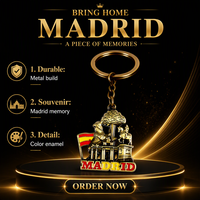 Porte-clés souvenir de voyage Madrid en alliage de zinc, pendentif ours enlacant un arbre en relief, cadeau vintage