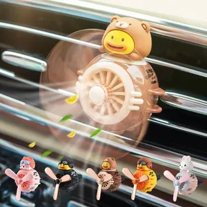 2023 plus récent dessin animé pilote canard automobile hélice rotative sortie automatique ventilateur évent clip parfum désodorisant dans la voiture - Product Image 4