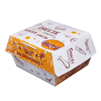 Boîte à hamburger personnalisée en gros, conteneur jetable en papier pour emporter les hamburgers pour les restaurants de restauration rapide