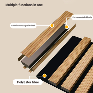 Panneaux acoustiques muraux modernes en <span class=keywords><strong>laine</strong></span> <span class=keywords><strong>de</strong></span> <span class=keywords><strong>bois</strong></span> rainurée en chêne Akupanel, absorption acoustique, insonorisation, NRC 1.0, VTC, garantie 1 an, hôtels - Product Image 2