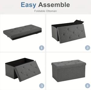ม้านั่งแบบออตโตมันพับได้ทำจากผ้าลินินขนาดใหญ่ม้านั่งมีเบาะรองนั่งสำหรับใช้ในห้องนอนและห้องนั่งเล่น - Product Image 5