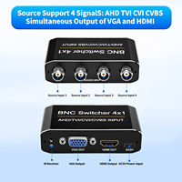 Convertisseur vidéo AHD TVI CVI CVBS BNC vers HDMI VGA 4 canaux avec télécommande IR, boîtier métallique pour CCTV, commutateur BNC 4x1