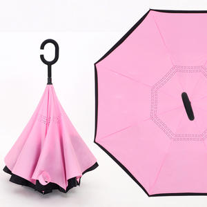 Parapluies noirs à long manche, parapluies de pluie en gros, parapluie inversé transparent personnalisé avec crochet en C, imperméable - Product Image 4