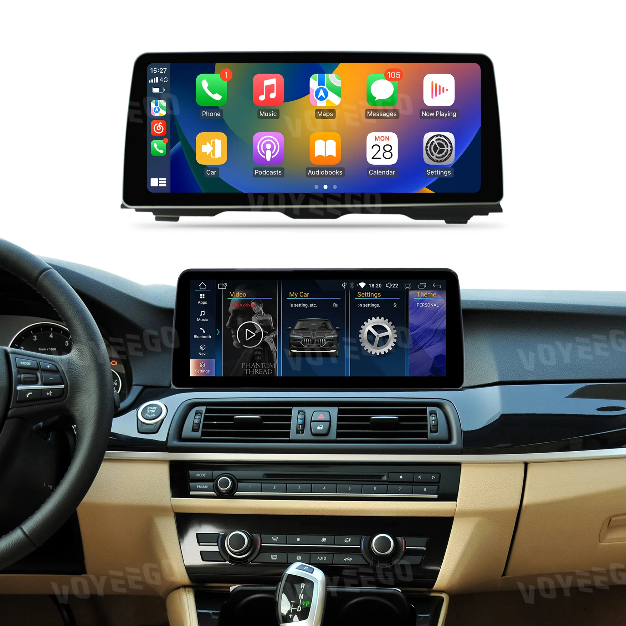 YZG 12,3 Zoll Android 13 Snapdragon 64 GB Touchscreen mit Carplay Android Auto Navigationsbildschirm für BMW 5 F10 F11 E60 F30 2015