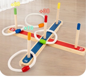 Jeu de lancer d'anneaux en bois pour enfants unisexe, 2-4 ans, exercice de coordination œil-main, interaction parent-enfant - Product Image 4
