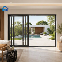 Porte coulissante panoramique en aluminium à rupture de pont thermique, insonorisée, personnalisée, de style minimaliste, pour villas résidentielles françaises