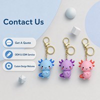 Fabrieksdirect groothandel schattige Axolotl PVC hanger blauw paars roze kleur gouden kreeftklem aangepaste logo cadeau voor sleutelhanger
