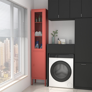Étagère en acier Bibliothèques avec porte en verre Balcon Casiers Armoires en métal Maison Armoire de rangement pour salon Vitrine - Product Image 4