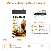 Pantalla LCD para Ventanas Comerciales de Interior, Doble Cara, 700 Nits, 4K, Software CMS, Señalización Digital Colgante de Techo