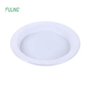 Platos de plástico desechables para fiestas, platos de plástico redondos, Color blanco sólido, ecológico, a la moda