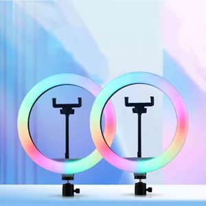 Anneau Lumineux RVB <span class=keywords><strong>de</strong></span> 12 Pouces, Diamètre Cercle Lumineux Dimmable avec Trépied, Lampe Annulaire LED Circulaire pour Selfie et <span class=keywords><strong>Streaming</strong></span> <span class=keywords><strong>en</strong></span> Direct - Product Image 4