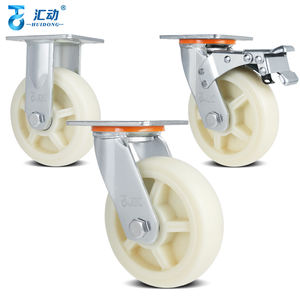 Heavy Duty 4/5/6/8 Zoll hoch tragende Nylon rollen Pritschen wagen Riemens ch eiben wagen Anhänger Industrielles fest schwenkbares Brems rad - Product Image 1