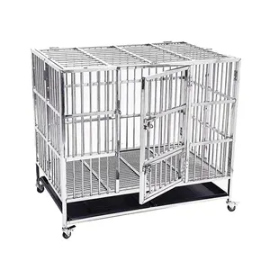 Heavy Duty Stackable Dog Kennels Easy Assemble Multi Sizes Pet Dog Cage Stainless Steel Large Dog Crate With Wheels