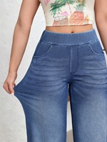 Jean large taille haute en denim délavé pour femme, grande taille, décontracté