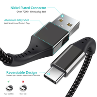 EONLINE 1M 3A USB Type C Câble Nylon Charge Rapide USB Type-C USB-C Data Sync Chargeur Câble pour IPHONE 17 Oneplus 2 Zuk Z2 NEXUS