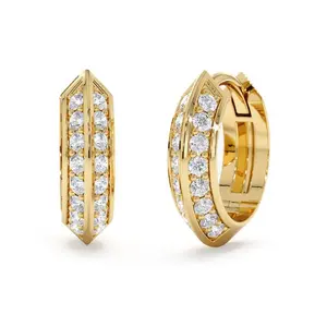 Gemnel new arrivals jewelry supplier non-tarnish 925 sterling silver deux diamond hoop earrings
