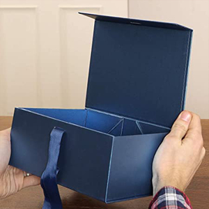 Custom Logo Printed Multicolored Pattern Coated Paper Packing Magnetic Folding <b>Box</b> With Ribbon - Product Image 4