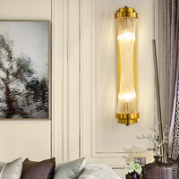 Appliques murales d'intérieur décoratives en cristal, piliers rotatifs, design taille fine, dorées